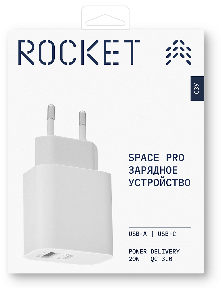 Купить Сетевое зарядное устройство Rocket Space Pro USB-A + USB-C, PD ...